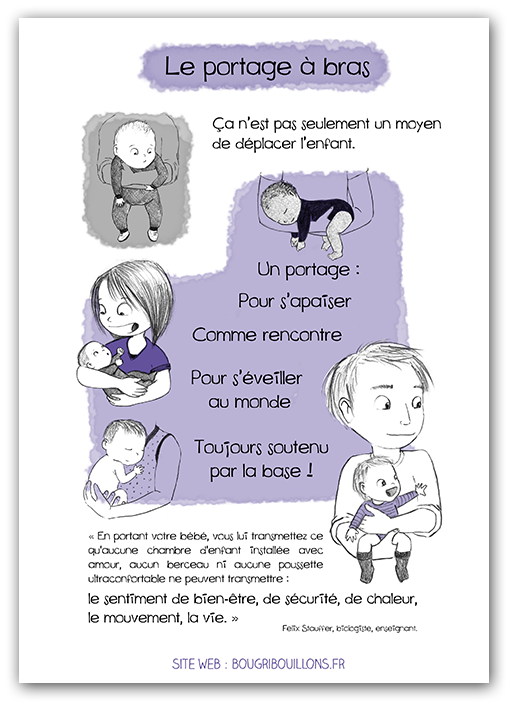 Affiche petite enfance Bougribouillons - portage à bras