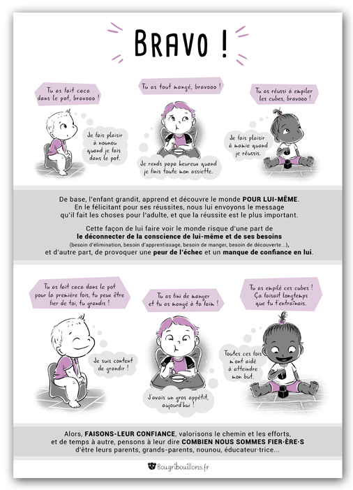 affiches petite enfance Bougribouillons - Bravo, compliments descriptifs et évaluatifs